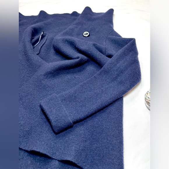 Chic Navy Blue Wrap Cardigan Asymmetric made in Italy - Picture 14 of 14